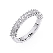 Demi-alliance 17 diamants naturels Émeraudes 1.30 carat or blanc 14 carats Flavia